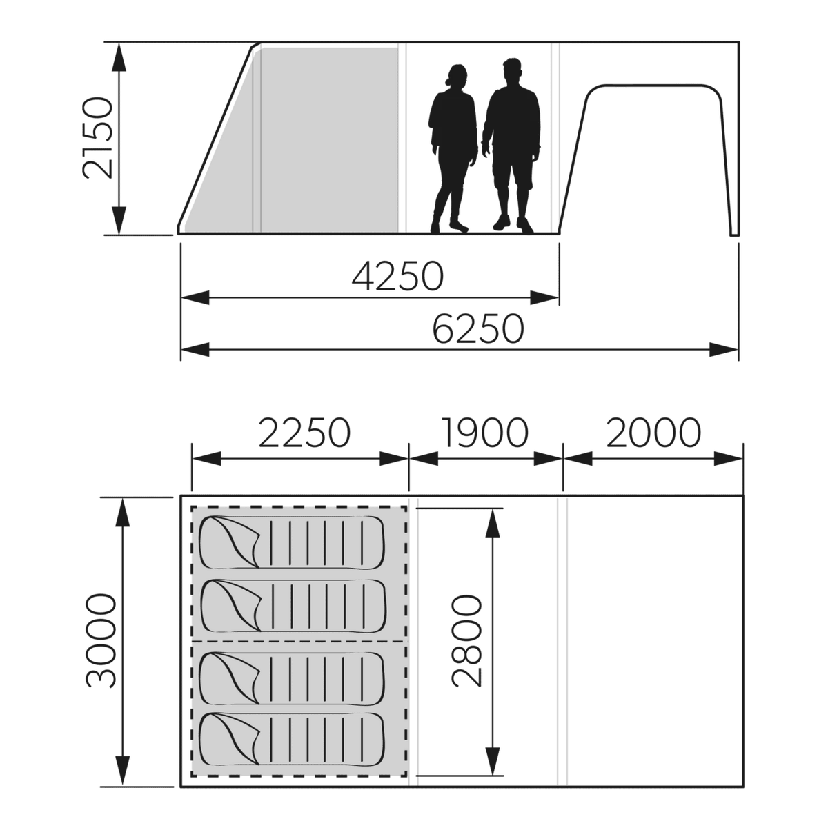 Dometic Santorini FTK 4x8 TC - Inflatable Camping Tent - 8-person - Image 4